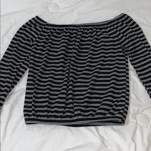off the shoulder striped shirt